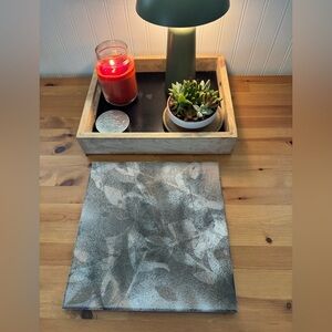 New Original Artwork Abstract Gray and White Leaf Canvas Art